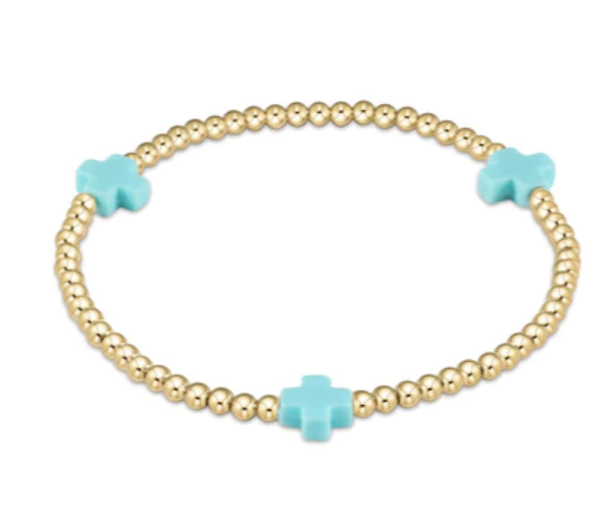 egirl Signature Cross Gold Pattern 3mm Bead Bracelet