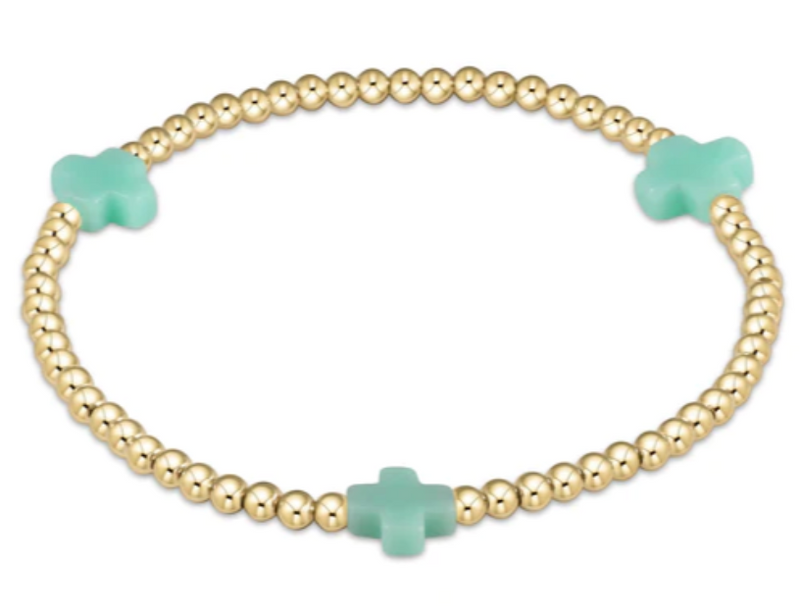 egirl Signature Cross Gold Pattern 3mm Bead Bracelet