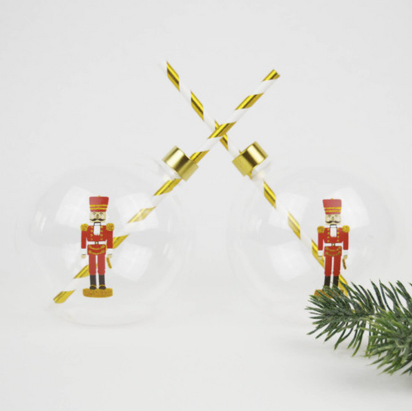 Nutcracker Glass Ornament Set - 2 pc