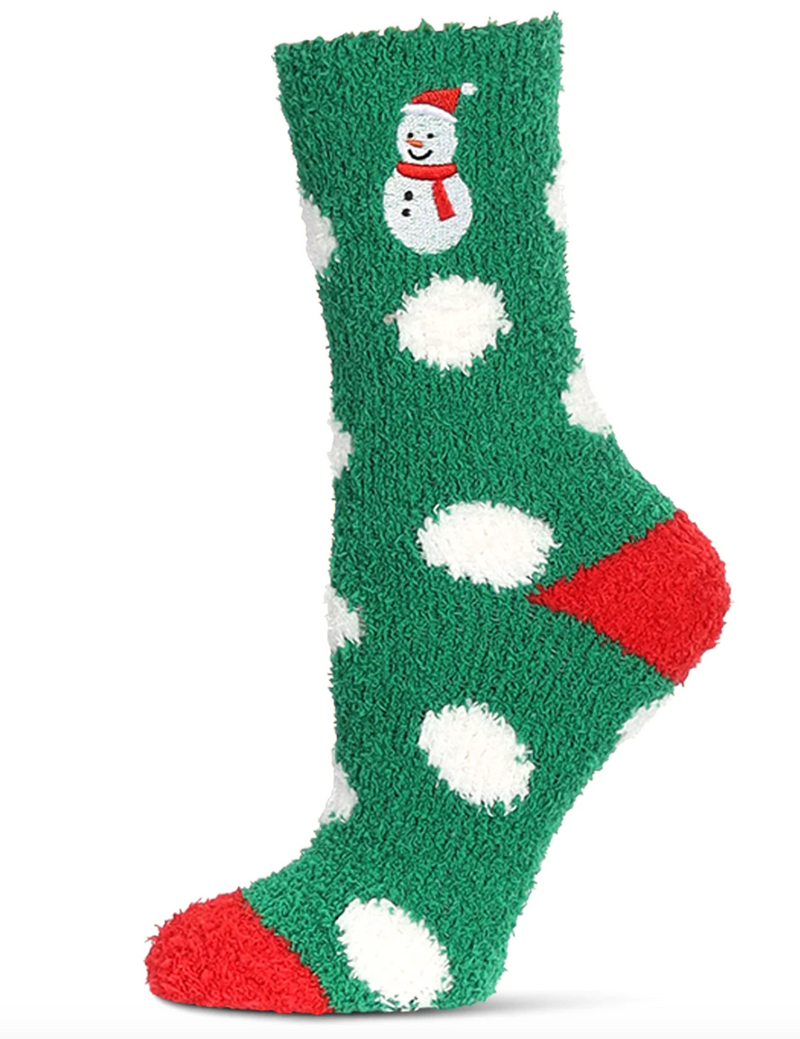 Polka Dot Snowman Embroidery Cozy Sock