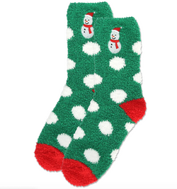 Polka Dot Snowman Embroidery Cozy Sock