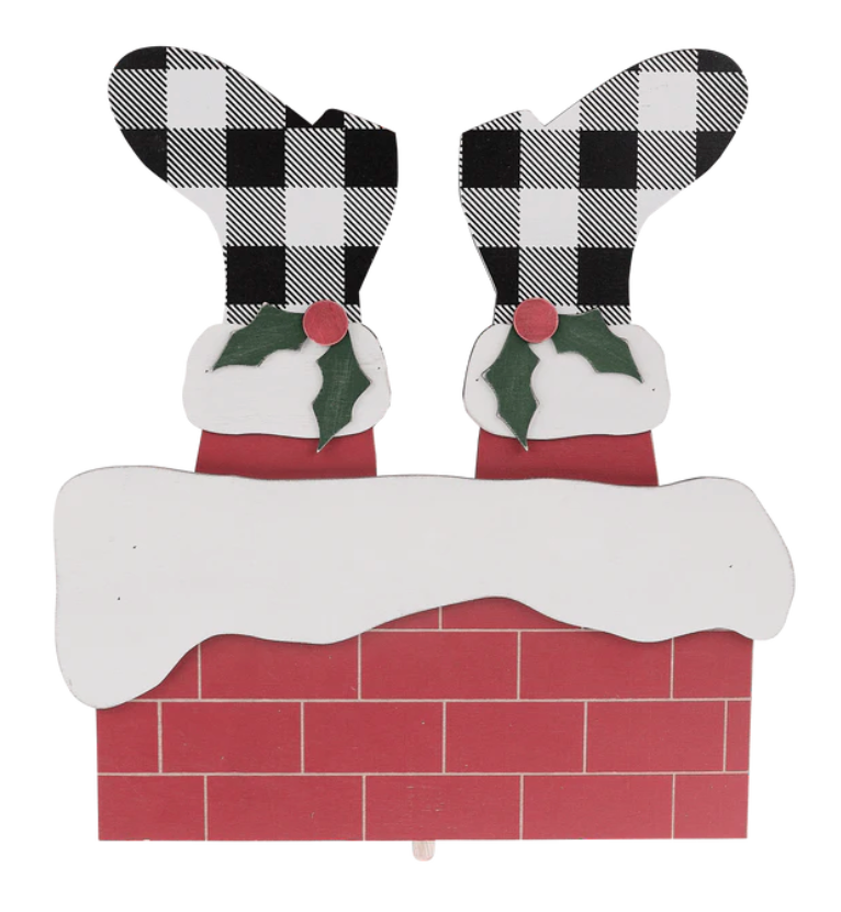 Santa Down the Chimney Topper