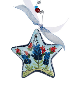 Bluebonnet Indian Paintbrush Star Ornament