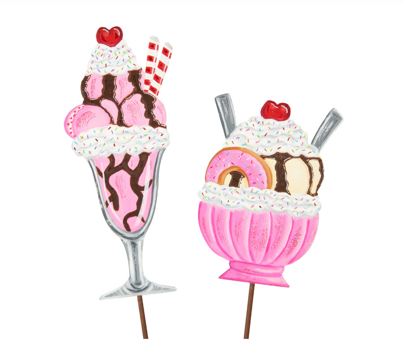 Cherry Heart Ice Cream Sundaes - SET of 2