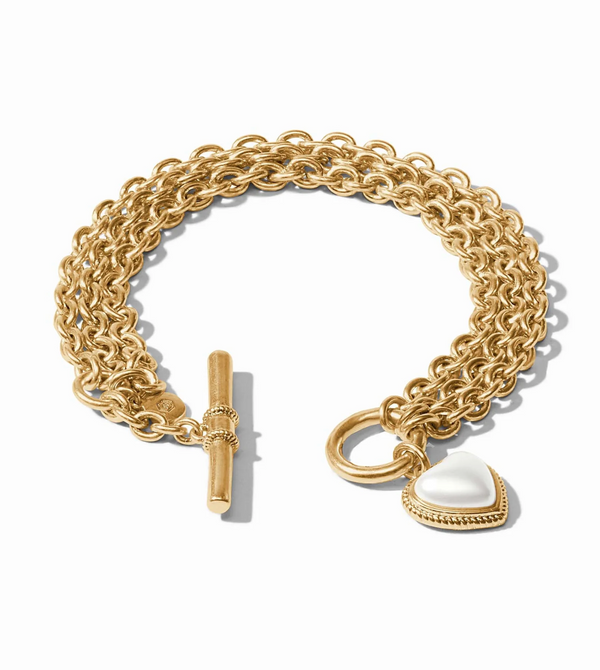 Heart Link Bracelet-Pearl-OS
