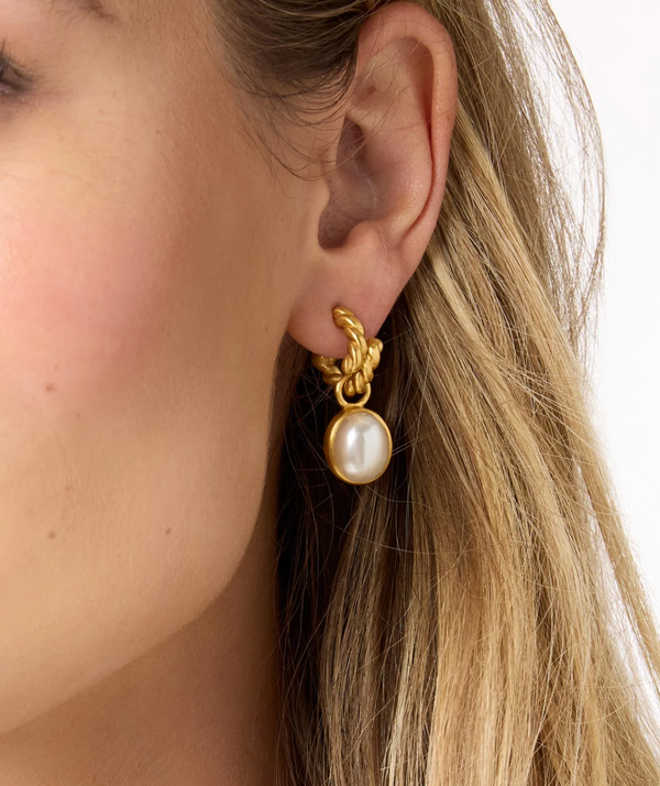 Nassau Hoop & Charm Earring-Pearl-OS