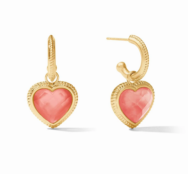 Heart Hoop & Charm Earring-Iridescent Blush Pink-OS