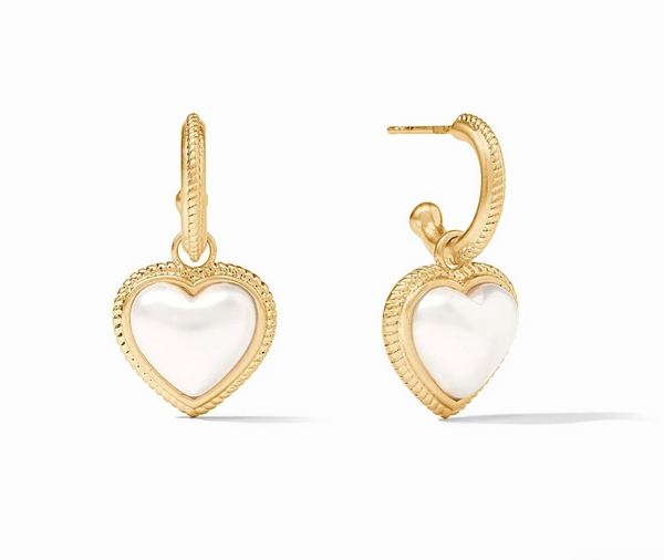 Heart Hoop & Charm Earring-Pearl-OS