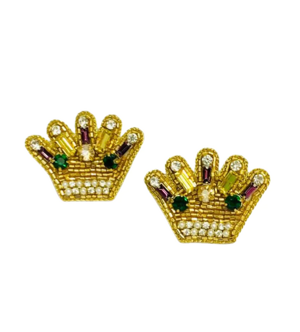 Mardi Gras Crown Stud Earrings