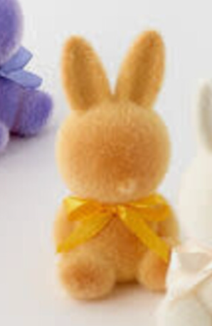 Flocked Sitting Bunny 7"