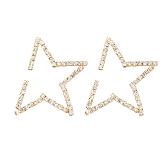 Statement Rhinestone Half Star Earrings