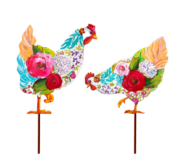 Chickens of Flowers - SET of 2