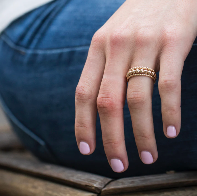 Classic Gold 3mm Bead Ring - Size  8