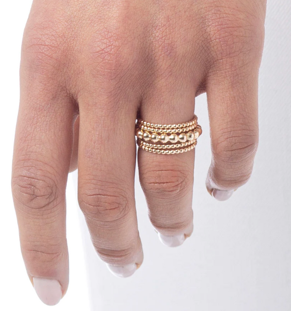 Classic Gold 3mm Bead Ring - Size  7