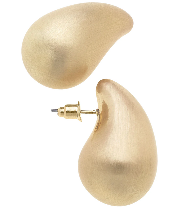 Icon Mini Puffed Teardrop Stud Earrings in Satin Gold