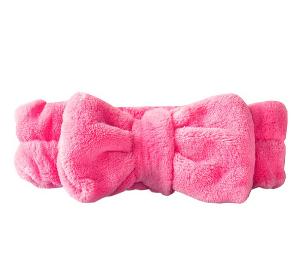 Plush Bow Headband - Hot Pink