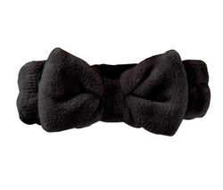 Plush Bow Headband - Black