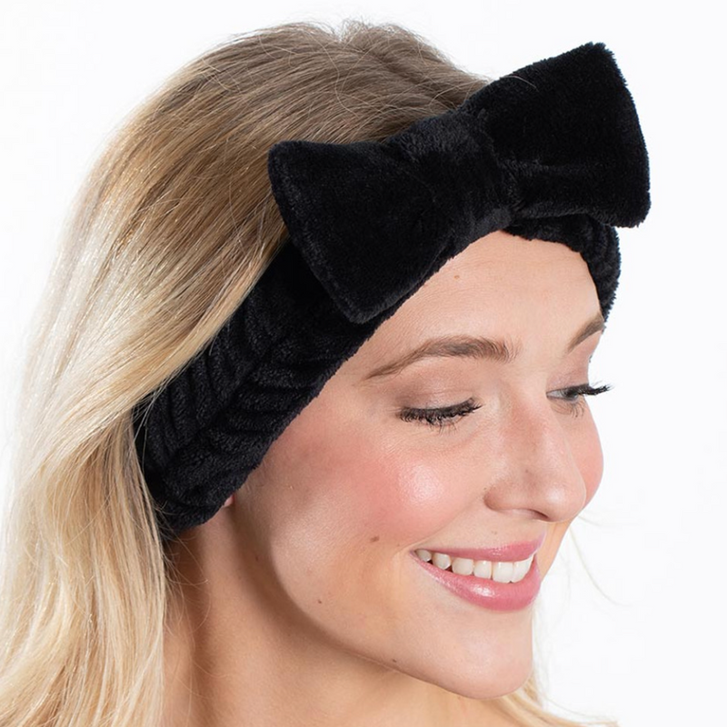 Plush Bow Headband - Black