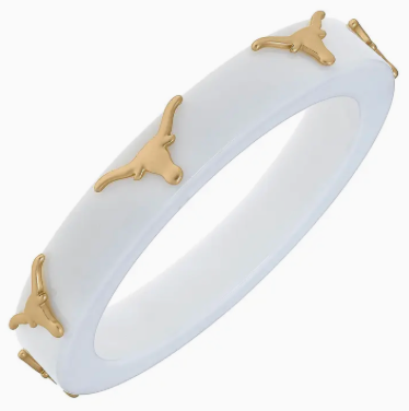 Texas Longhorn Resin Logo Bangle in White