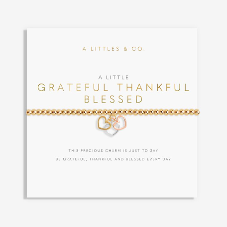Grateful Thankful Blessed Gold Bracelet