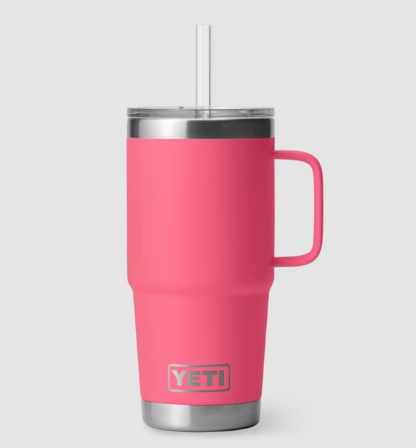 RAMBLER 25 OZ STRAW MUG TROPICAL PINK