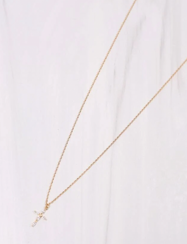 Jeanne CZ Cross Necklace - GOLD