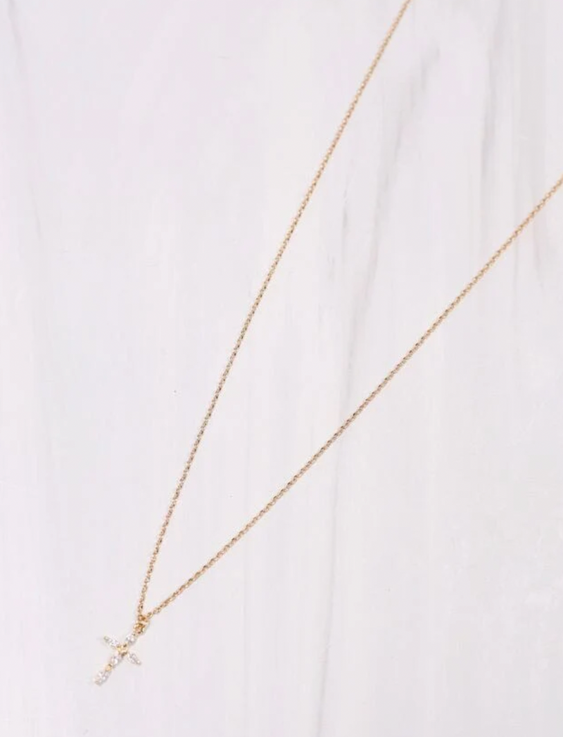 Jeanne CZ Cross Necklace - GOLD