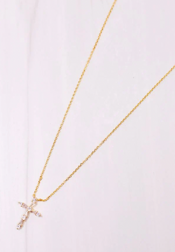 McCoy CZ Cross Necklace - GOLD