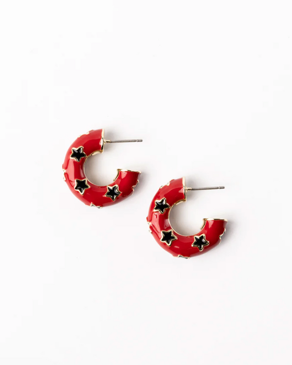 Justine Earrings -Small - Red & Black