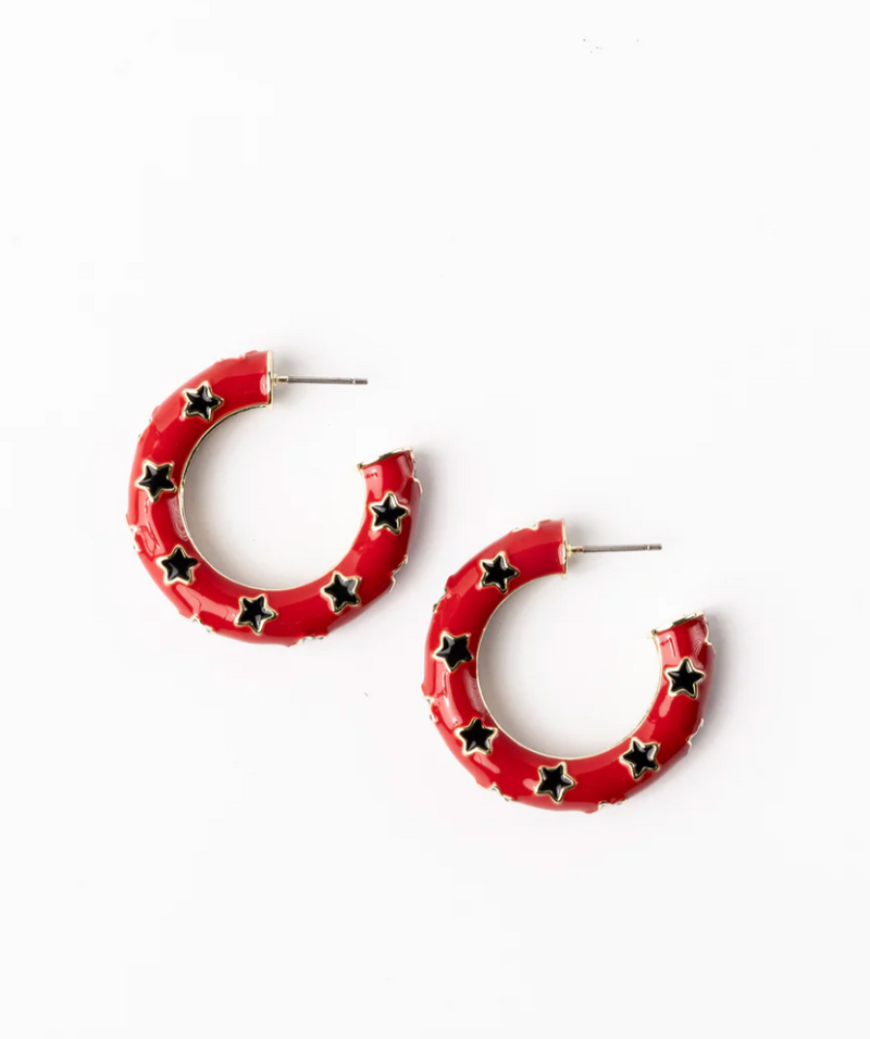 Justine Earrings - Medium - Red & Black