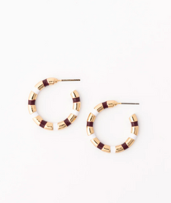 Nellie Earrings - Small - Maroon & White