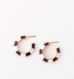 Ashlyn Earrings - Small - Maroon & White