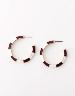 Ashlynn Earrings - Medium - Maroon & White