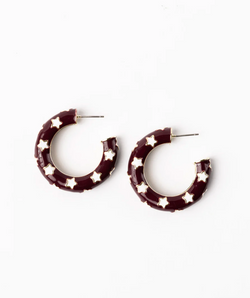 Justine Earrings - Medium - Maroon & White