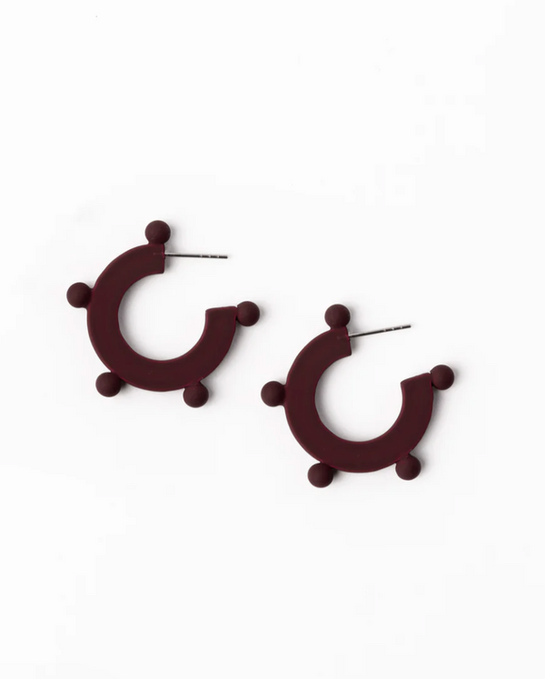 Astrid Earrings - Small - Maroon & White