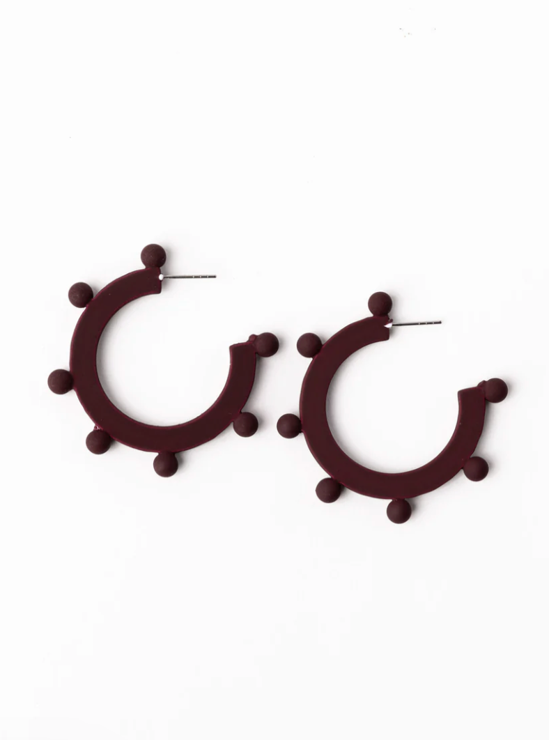 Astrid Earrings - Medium - Maroon & White