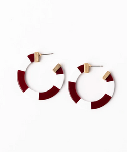 Melody Earrings - Medium - Maroon & White