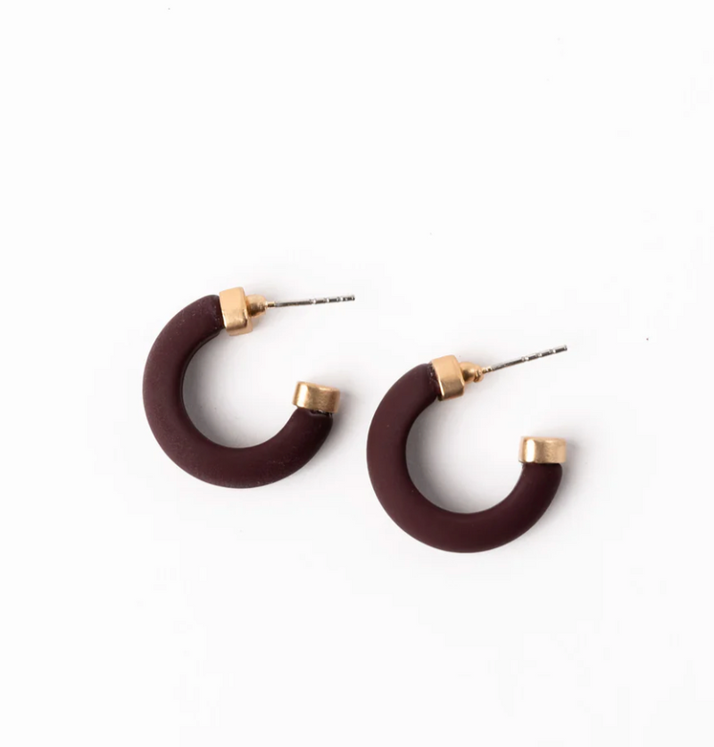 Amanda Earrings - Small - Maroon & White