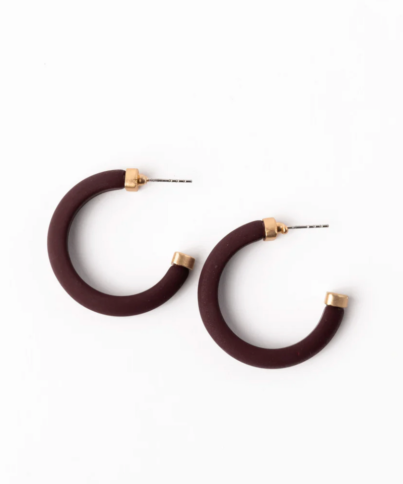 Amanda Earring - Medium - Maroon & White