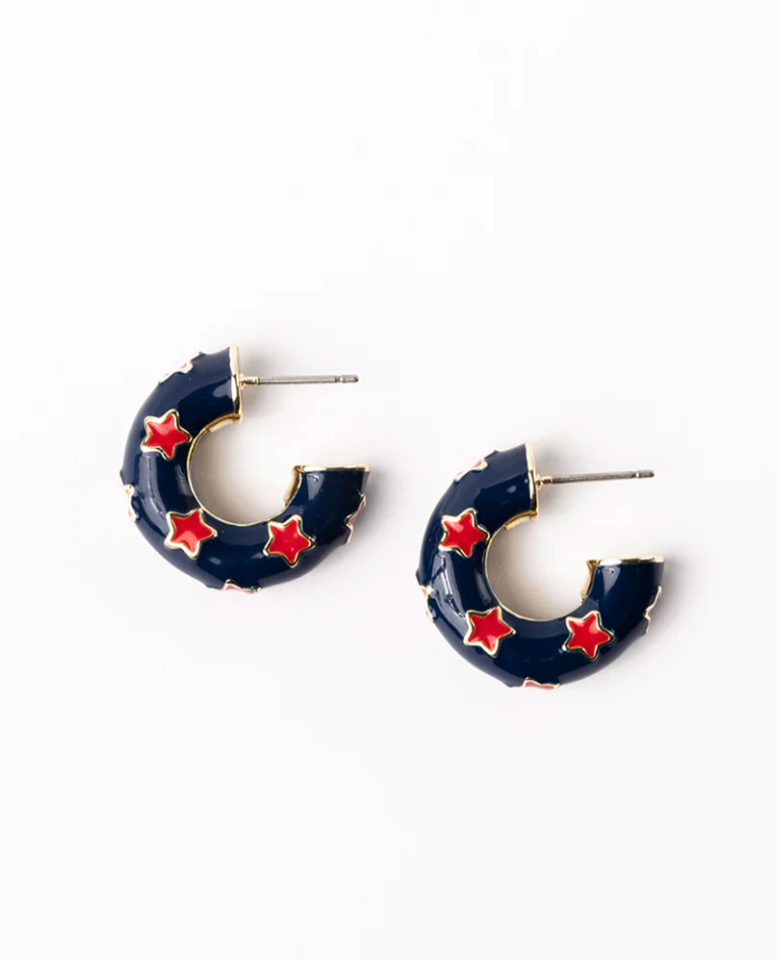 Justine Earrings - Small - Red & Blue