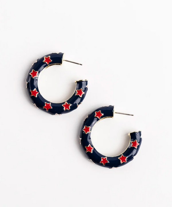 Justine Earrings - Medium - Red & Blue