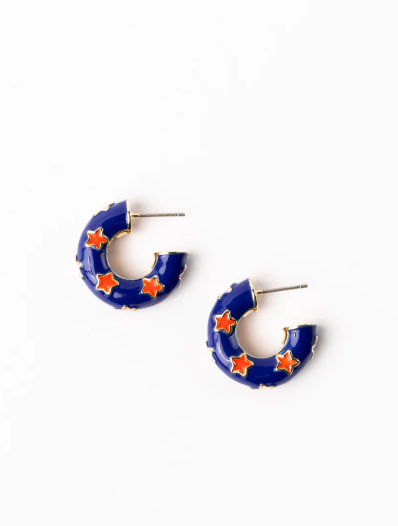 Justine Earrings - Small - Blue & Orange