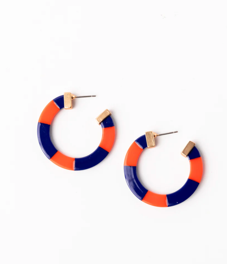 Melody Earrings - Medium - Blue & Orange