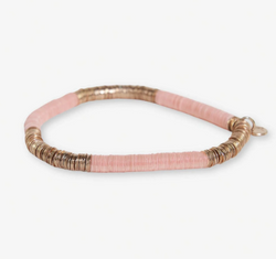 Grace Two Color Block Stretch Bracelet Light Pink And Gold