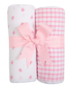 Pink Bow Burp Cloths - Set of 2