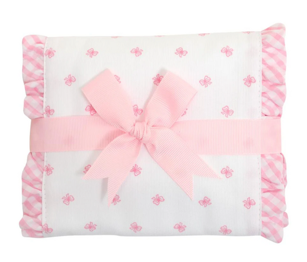 Pink Bow Fancy Burp Cloth