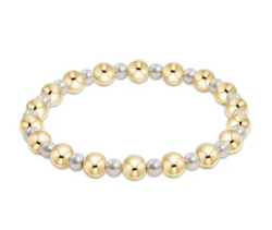 PEARL GRATEFUL PATTERN 4MM  BEAD BRACELET - 6MM GOLD