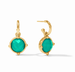 Honeybee Hoop & Charm Earring-Iridescent Emerald Green