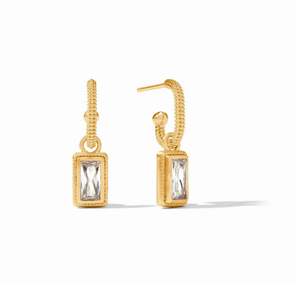 Baguette Hoop & Charm Earring-Cubic Zirconia