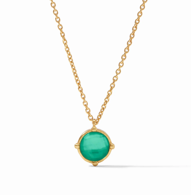 Honeybee Solitaire Necklace-Iridescent Emerald Green